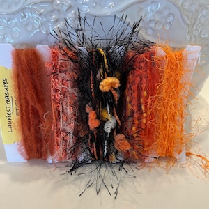 Specialty yarn art fiber embellishment bundle, Oranges