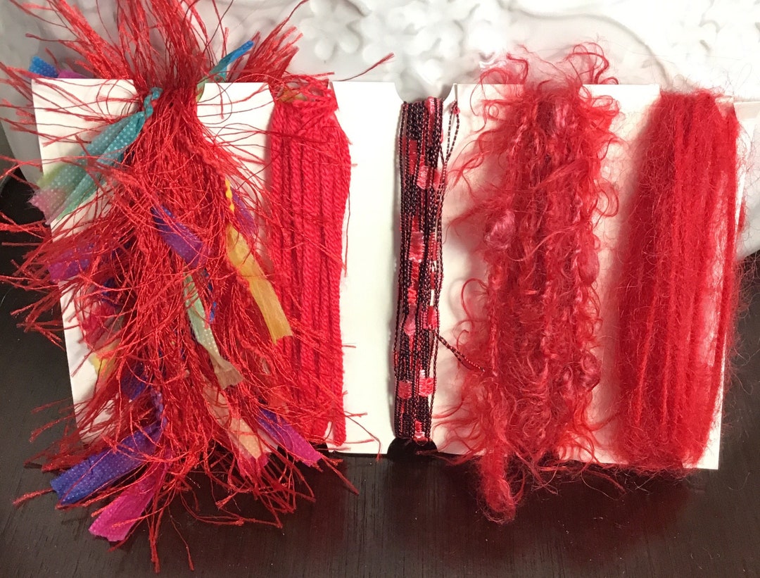Specialty Yarn Art Fiber Embellishment Bundle, Reds Etsy