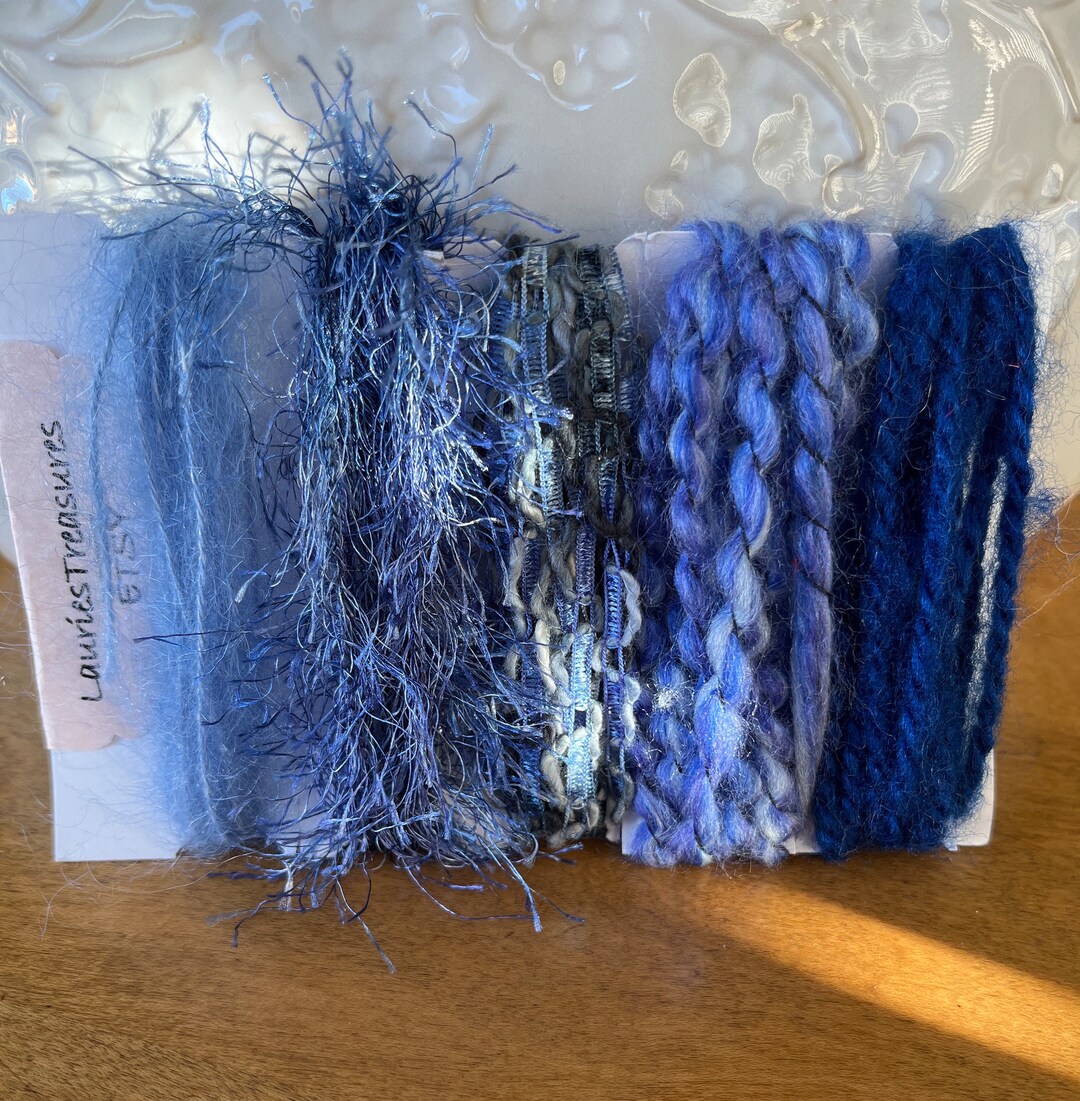 Specialty Yarn Art Fiber Embellishment Bundle, Denim 2 Etsy