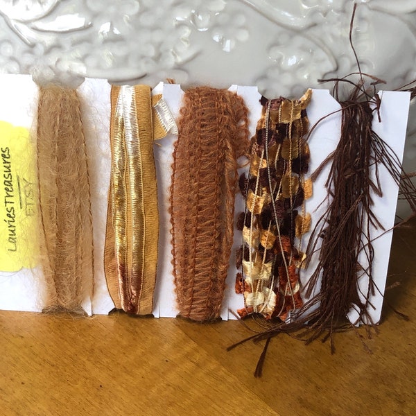 Specialty yarn art fiber embellishment bundle, Nutty