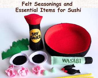 Filtkryddor och viktiga ingredienser för sushi – PDF-sömnadsmönster