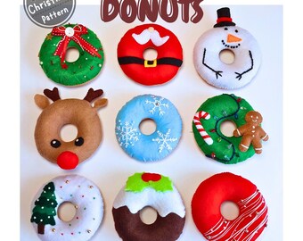Christmas felt Donuts/doughnuts– Instant Download (PDF) -no.39-