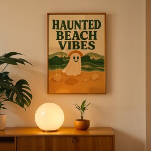 Digital Ghost Art for Summerween - Haunted Beach Vibes - Printable Wall Decor