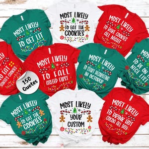 Camiseta con 150 frases navideñas, Camiseta con cita navideña, Camiseta navideña divertida personalizada, Camiseta a juego para la fiesta navideña familiar