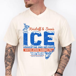 Kristoff och Svens isskördströja, Frozen Arendelle Kingdom-tröja, Olaf och Sven-tröja med grafisk design, retro-tröja med isleveranspresent bild 1