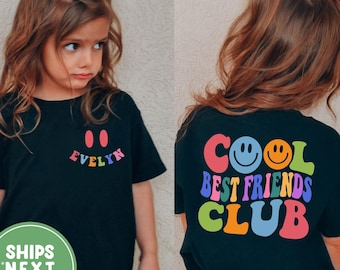 Camiseta personalizada para el club de mejores amigas, camiseta con nombre personalizado para tu mejor amiga, camiseta de mejores amigas para siempre, camiseta bonita para mejores amigas, regalo de camiseta para mejores amigas