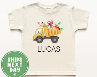 Personalized Dump Truck Shirt, Boys Back to School Shirt, Construction Shirt, Custom Toddler School Shirt, First day Of School Shirt