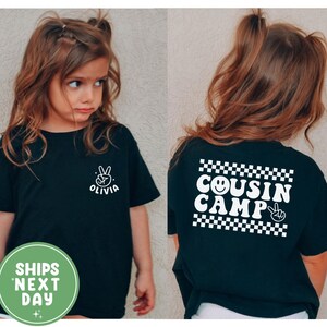 Camiseta personalizada para campamento de primos, camiseta de campamento de primos sonrientes, camiseta de campamento de tripulación de primos, camiseta personalizada a juego para primos, camiseta de campamento para niños pequeños