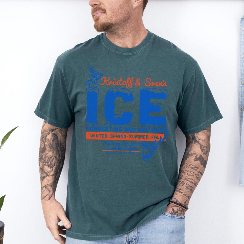 Kristoff och Svens isskördströja, Frozen Arendelle Kingdom-tröja, Olaf och Sven-tröja med grafisk design, retro-tröja med isleveranspresent bild 6