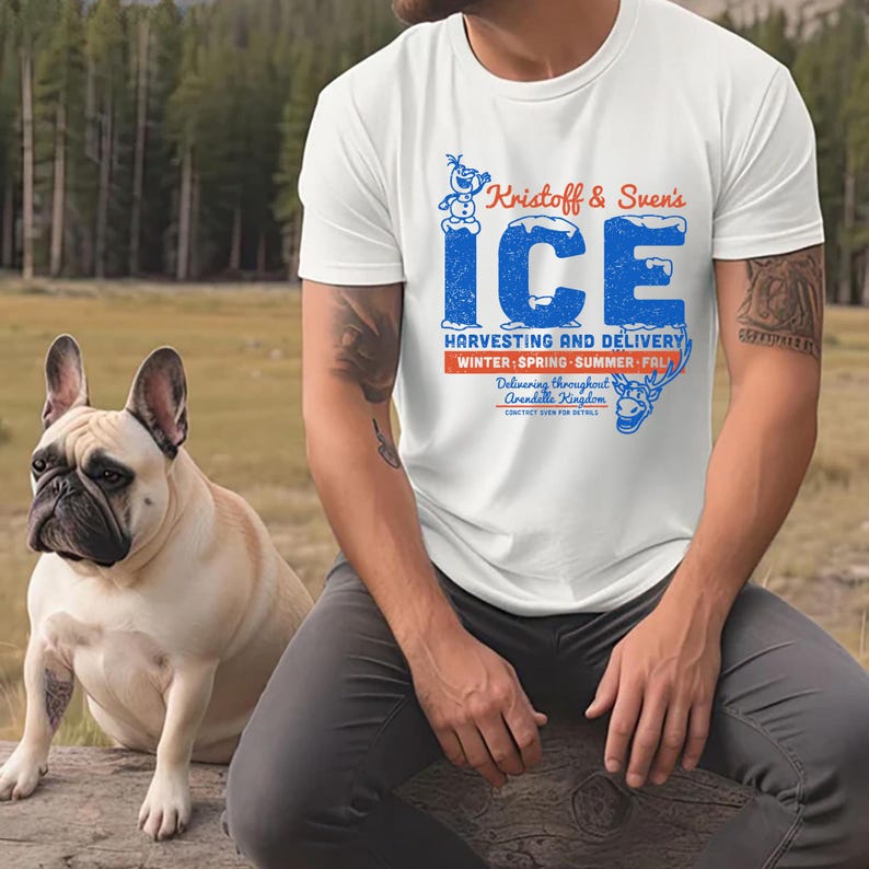 Kristoff och Svens isskördströja, Frozen Arendelle Kingdom-tröja, Olaf och Sven-tröja med grafisk design, retro-tröja med isleveranspresent bild 7