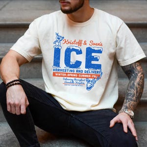Kristoff och Svens isskördströja, Frozen Arendelle Kingdom-tröja, Olaf och Sven-tröja med grafisk design, retro-tröja med isleveranspresent bild 2