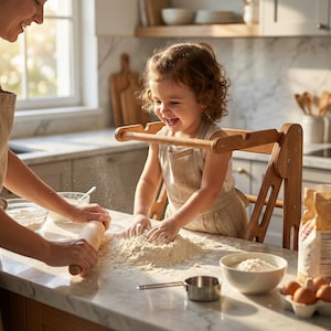 Learning tower, foldable wooden kitchen helper stool, toddler step stool