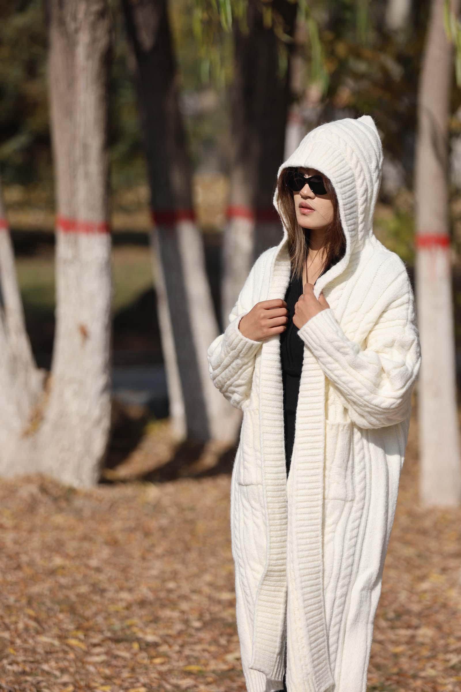 Oversized Hoodies White Longline Hoodie RZA LONG COMFY FAUX FUR