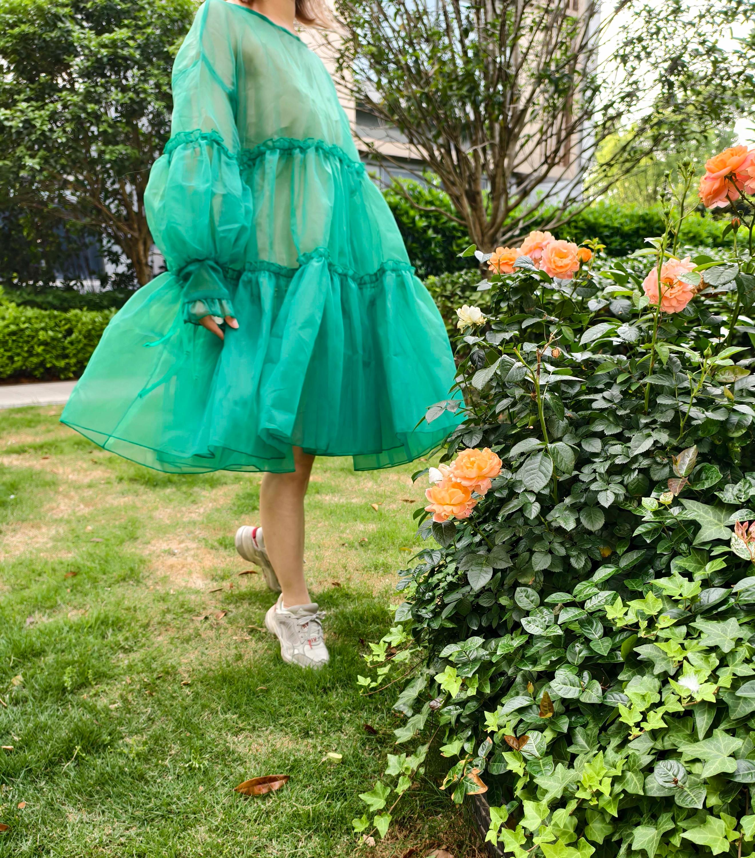 neon green puffy dress Long Neon Mermaid Prom Dress with Sequins Neon Green / 0