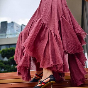 Berry midi skirt set, asymmetrical hem skirt, summer two piece outfit, elegant vacation set, lightweight breathable co ord, romantic outfit image 7