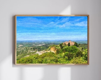トスカーナの風景油絵 - イタリアの田園風景画（デジタルダウンロード