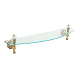 Estantería de pared de cristal, estantería de latón, estante de baño antiguo hecho a mano imagen 1
