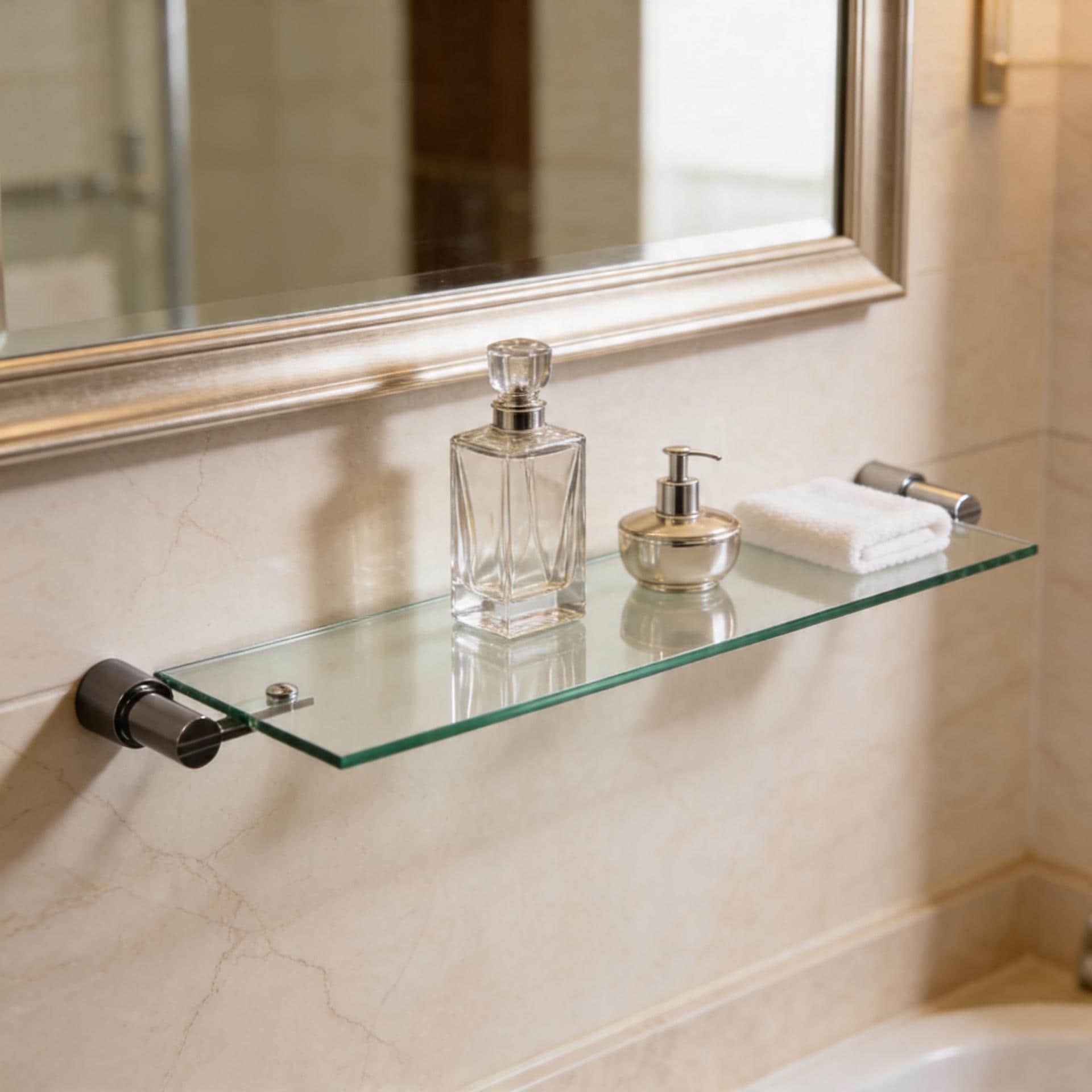 Handgemachte Silber Glas Regal, Wand Rechteckig Badezimmer Rack