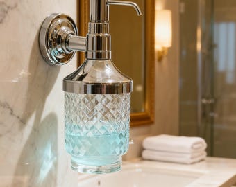 Wall Mount Soap Dispenser Brass Glass Holder Handmade
