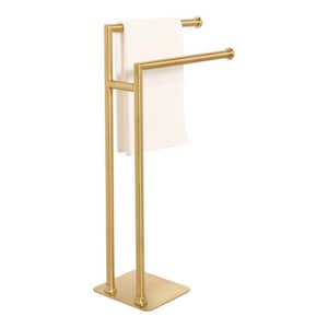 Brass Towel Stand, Handmade Rack, Double Towel Holder, Luxury Bathroom Decor, Gold, Rose, Chrome