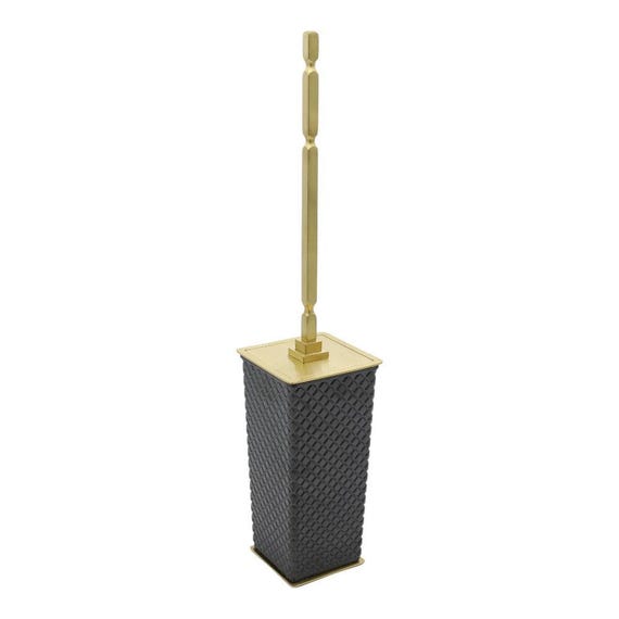 Elegant Toilet Brush With Brass Handle, Diamond Cut Design