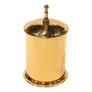 Handmade Waste Bin, Brass Waste Basket, Gold Trash Can, Bathroom Trash Bin for Premium Bath Decor, Lidded Gold Dustbin