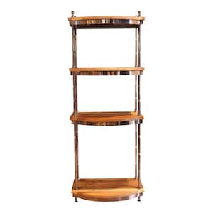 4-Tier Brass Bathroom Storage Wooden Shelf, Luxury Tall Marble Base Organizer, Tiered Modern Bathroom Rack, Handmade Tiered Storage Decor