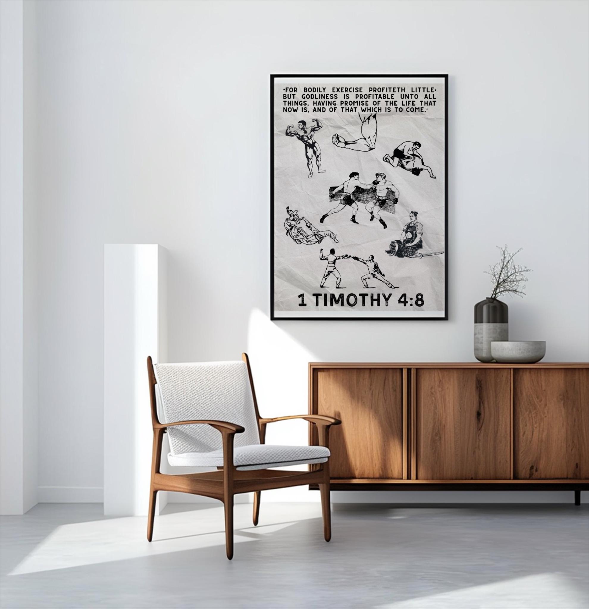 1 Timothy 4:8 Scripture Christian Wall Art Exercise Strength - Etsy