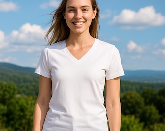 Trend Gift Bella Canvas 3005 V-Neck Tee: Soft Cotton DIY Blank Shirt