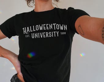 Trend Gift Halloweentown University Baby Tee: Retro Halloween Cotton Shirt
