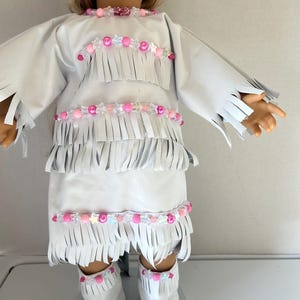 Weiss mit Rosa Perlen Indianer Outfit für 18 &#39;&#39;Puppe