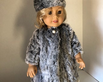 Gray Fur Coat for 18”  Girl Doll