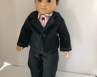 SALE Boy Recycled Black Jean Jacket Pants Shoes and Shirt for 18"  Boy Doll