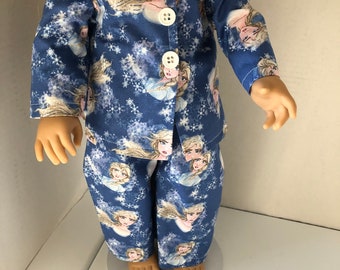 Niebieskie piżamy Elsy i Anny dla lalek o rozmiarze 15” lub 18”