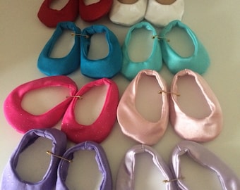 Doll Satin Shoes in 8 colors (purple pink teal red white) for 15" or 18"  girl doll