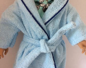 Blue Bath Robe for 18" American Girl or Boy Doll Free Shipping
