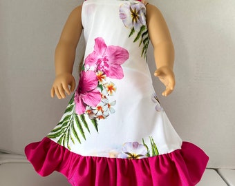 Pink Floral Hawaiian Dress  for 18” American Girl Doll