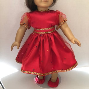 Red Short Holiday Dress with Shoes for 18” Doll