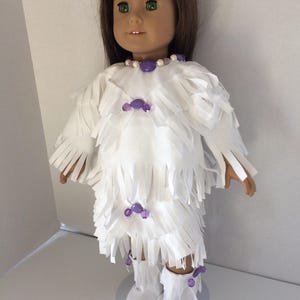 Weiss mit Lila Indianer Outfit (Rock oben Stiefel) für 18 &quot;American Girl Doll
