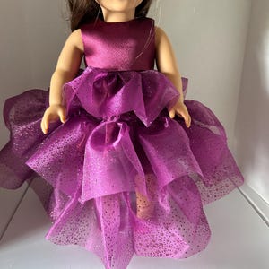 Fusia Three Tiered Long Dress and Shoes for 18”  Girl Doll