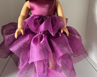 Fusia Drei Tiered Langes Kleid und Schuhe für 18 zoll Mädchen Puppe