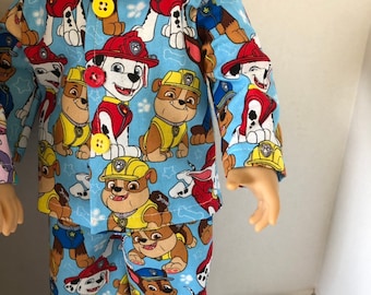 Blue Fire Paw Patrol Pjs for the 15” or 18” for American Girl or Boy Doll Free Shipping