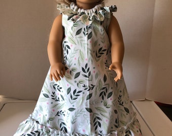 Zielono-biała sukienka hawajska dla lalki American Girl 18”