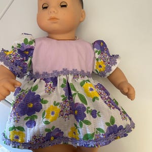Lavender Pansy Dress fits 15” bitty baby
