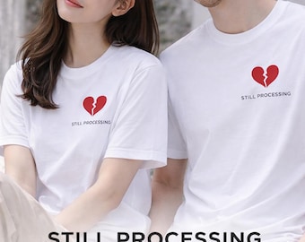 T-shirt med broken heart-motiv, minimalistisk grafisk t-shirt, streetwear-tröja med litet bröst