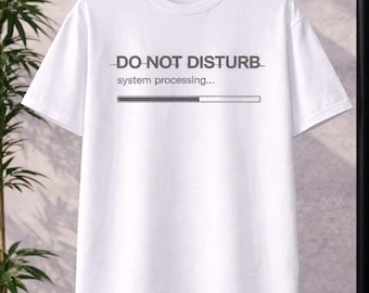 Stör ej-t-shirt, minimalistisk teknisk grafisk t-shirt, System Processing-tröja, ren streetwear