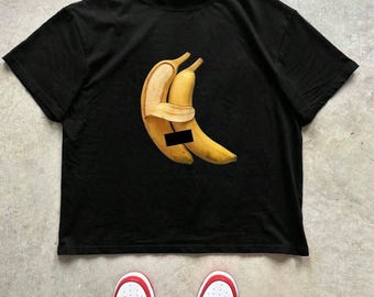 Camiseta divertida de plátano, camiseta con estampado minimalista, camiseta urbana vanguardista.
