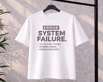 T-shirt med systemfel, Glitch-grafik, Streetwear-tröja med statementmotiv