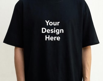 Camiseta personalizada, añade tu texto, logotipo o foto, camiseta unisex minimalista de algodón, regalo de estilo urbano.