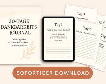 30-Day Gratitude Journal PDF | Mindfulness Journal to Print | Self-Care Printable | Digital Download